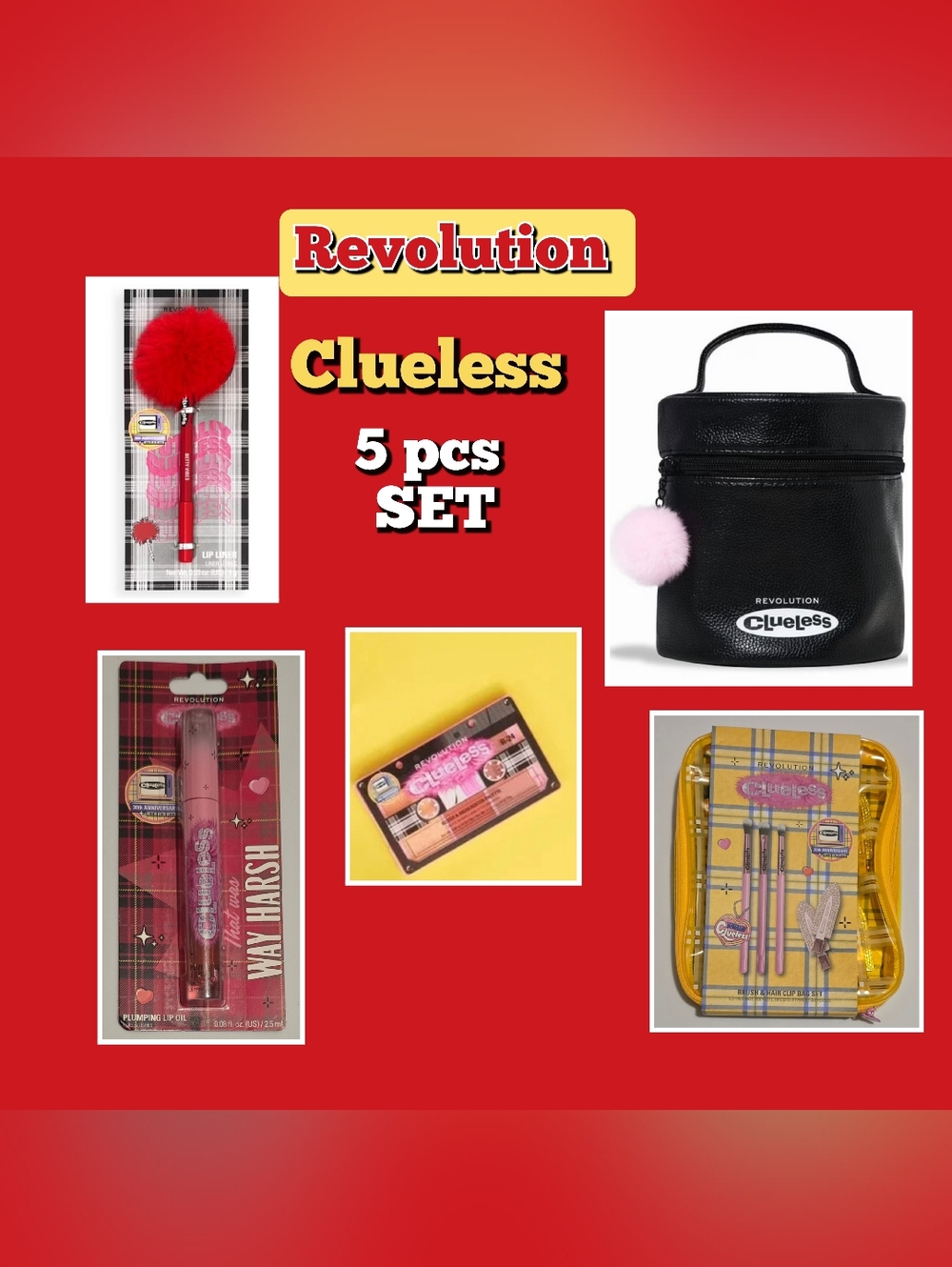 Revolution Clueless 5 Pcs Make Up Cosmetic Bag SET
